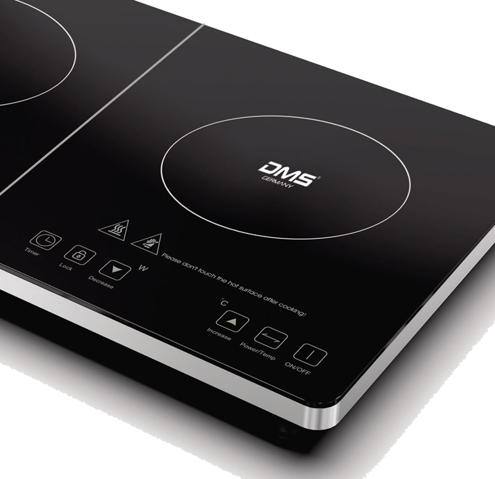 DMS® DIC-3500 Indukcyjna płyta grzewcza, podwójna, mobilna, 3500 W, sterowanie dotykowe z czujnikiem, timer 3 godziny, z tworzywa szklano-ceramicznego