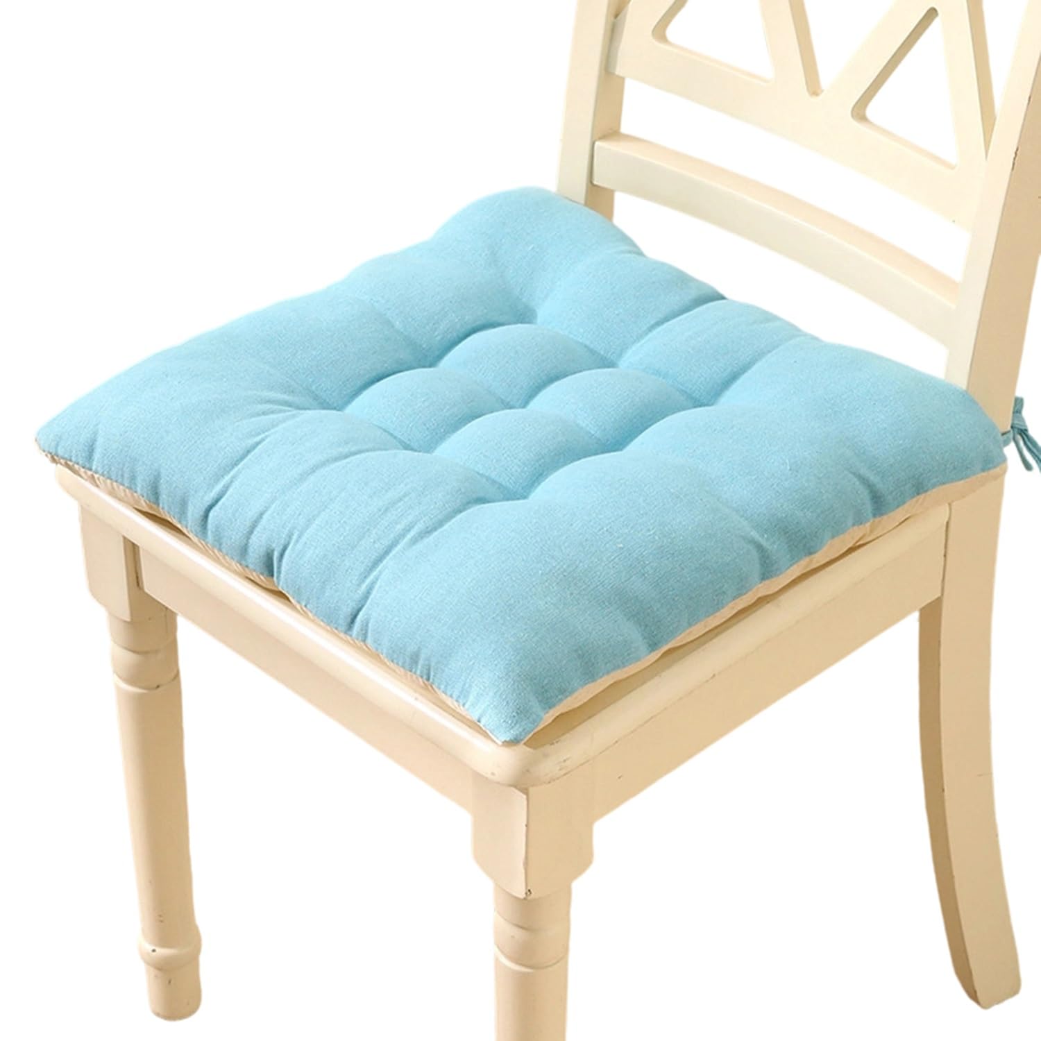 Coussin d'assise confortable bleu pour fauteuil de terrasse