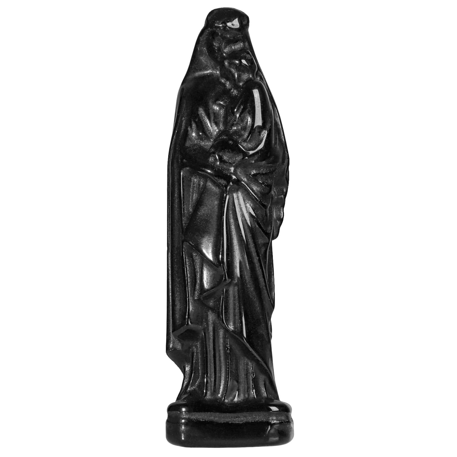 Nupuyai 3.7" Virgin Mary and Christ Child Obsidian Crystal Statue
