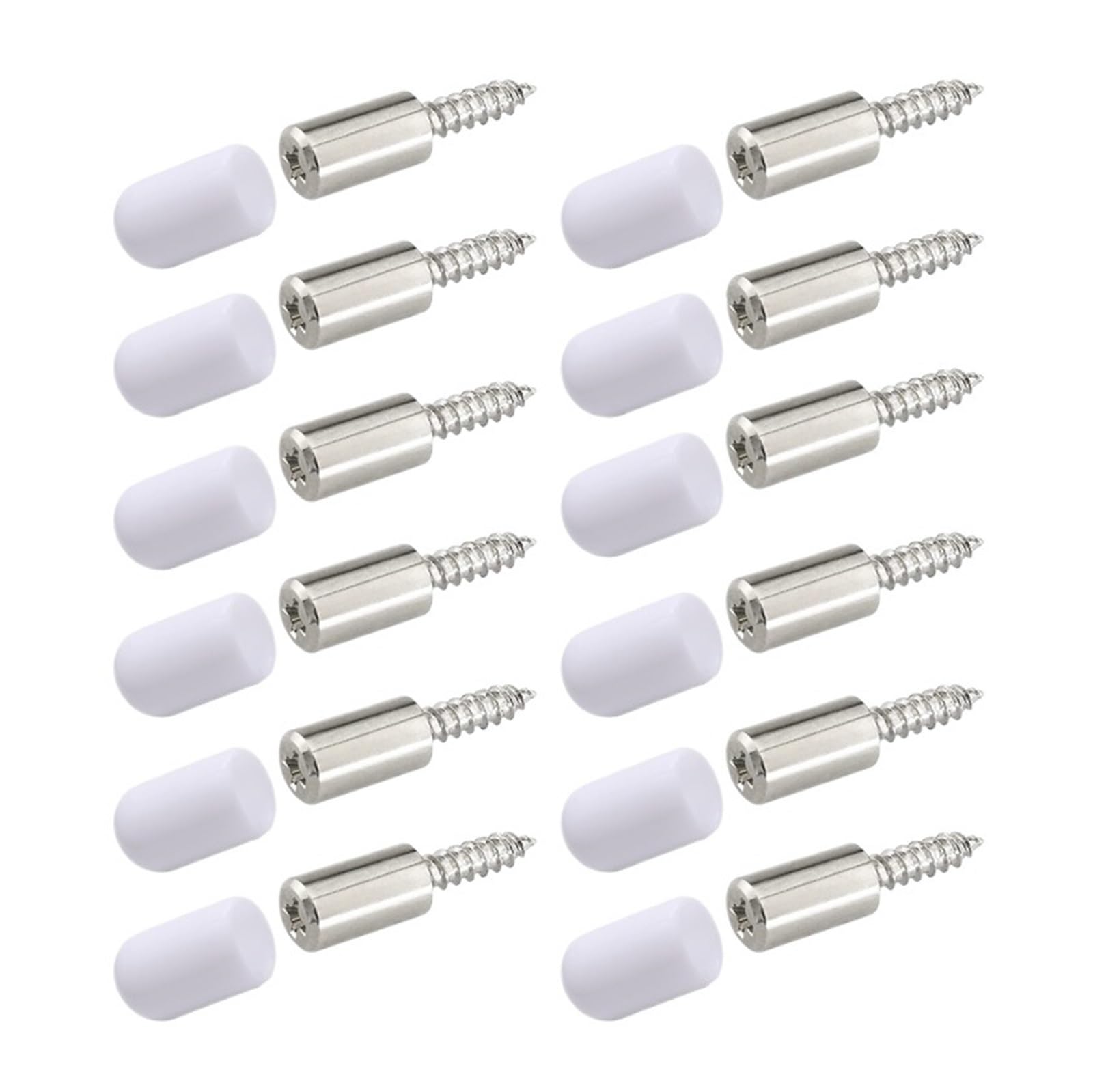 Perforadores de apoyo de estante Tornillo autorroscante en cruz con funda de goma for soporte de armario, cristal, clavo antideslizante for partición(White-4 Set)