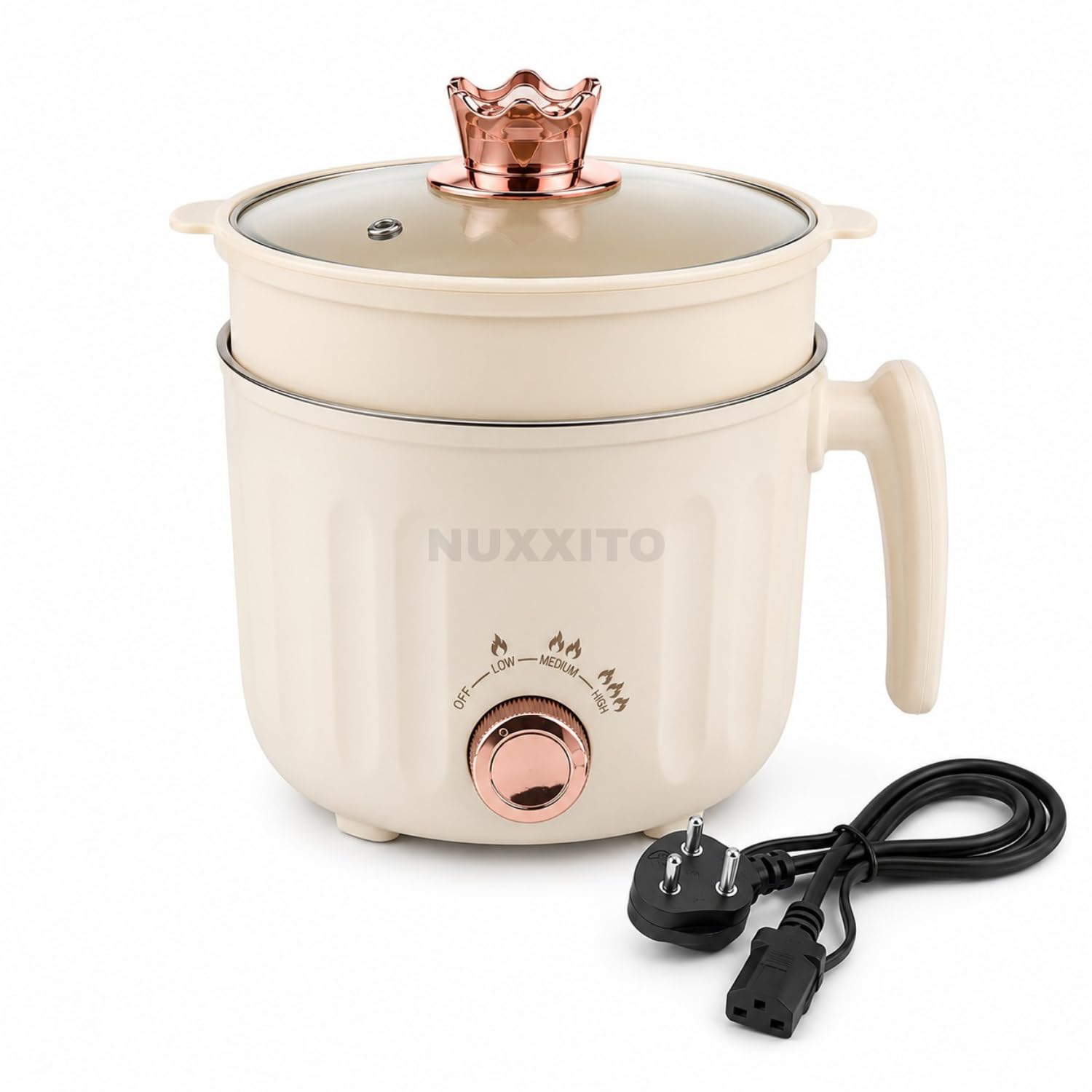 Mini Multipurpose 2 in 1 Kettle with Steamer 600W Fast Heating 1.5L Kettle For Momos, Noodles, Pasta, Egg Non-Stick Pot With 3 Different Temperature & Strong Grip For Kitchen, Hotel, Travel-image-20