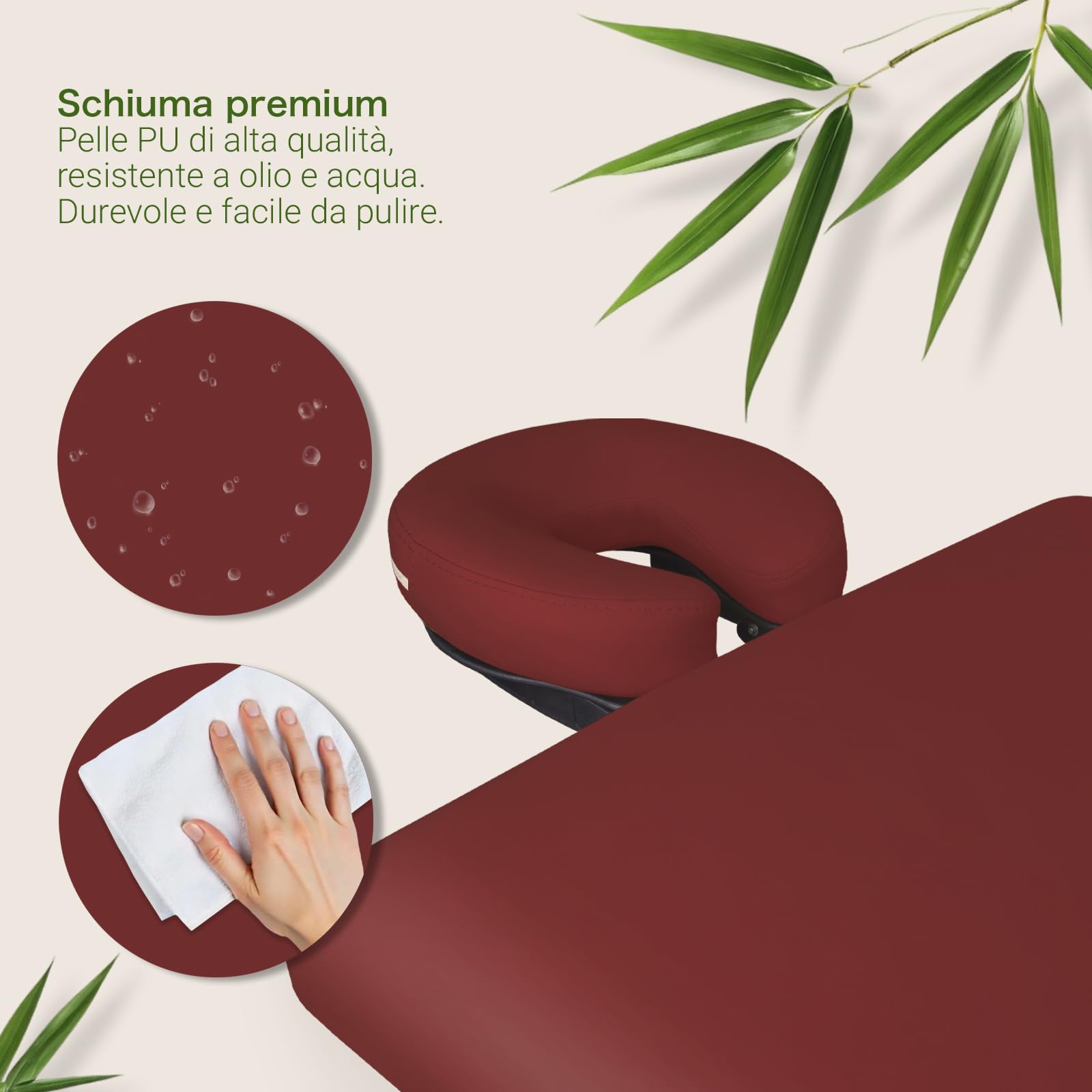 ZEN - Lettino massaggio mobile StartUp pieghevole & regolabile - tavolino massaggio legno massiccio stabile - panchina massaggio con poggiatesta, braccioli e borsa da trasporto regolabili (bordeaux)