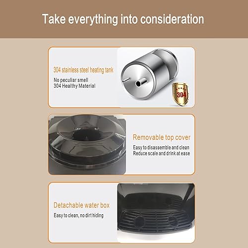 Miniatura 5 de Dispensador de enfriador de agua de carga superior, agua caliente y fría, capacidad para botellas de 35 galones, dispensador de agua con bloqueo de