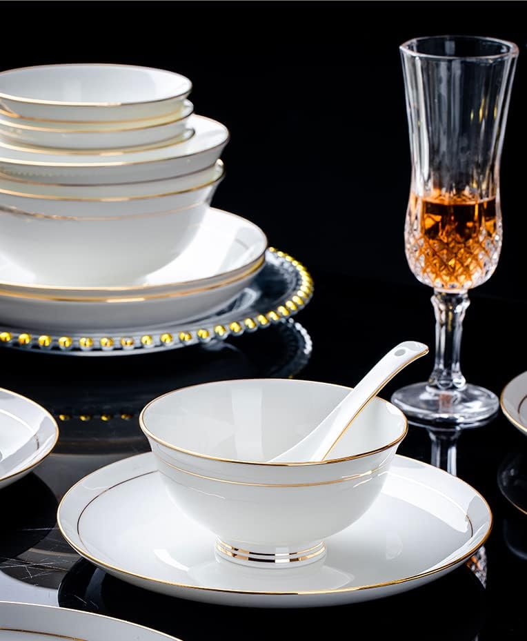 Miniatura 7 de Tazones de cerámica para sopa  Cuencos pequeños con borde dorado de 10 onzas  Porcelana de hueso premium  para helado, arroz, guarnición,