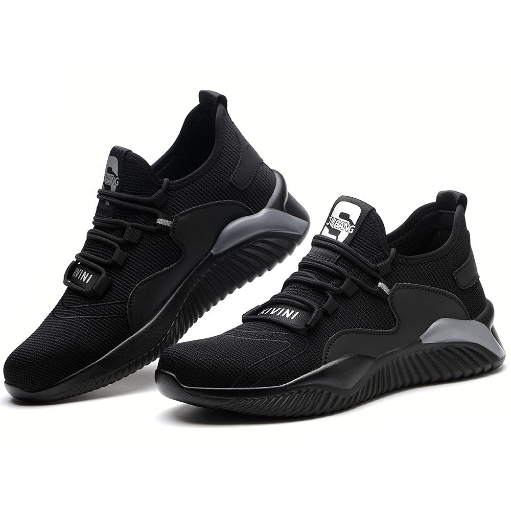 Zapatos de Seguridad Hombre Mujer con Puntera de Acero Ligero Antideslizante Negro