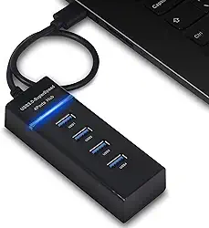 Expansor Hub USB 3.0 4 Portas com LED, Transferência de Dados Rápida, Plug and Play, Compacto e Portátil, Conecte Mais Dispositivos, Alta Velocidade de Transmissão, Compatível com Windows e Mac