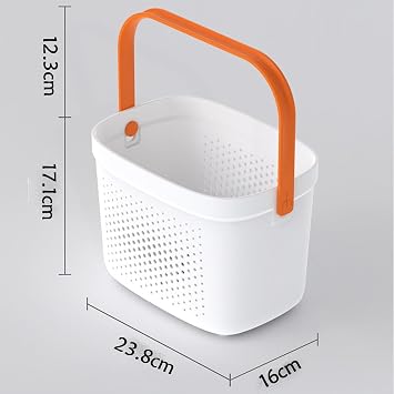 Portable Shower Basket, Small Plastic Bath Basket With Handles,Portable Kitchen Cleaning Supply Storage Tidy Tote Tray Carry Bucket for Shower and Care Accessories