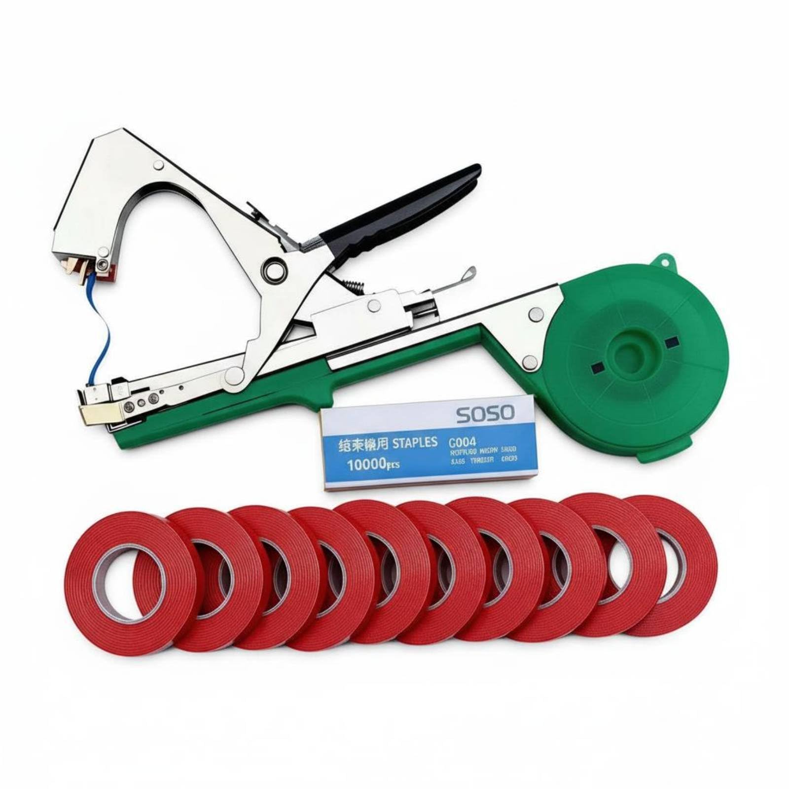 Includes Tape and Staples Plant Taping Handheld Vine Binding Machine Easy to Use Stem Tying Tool Lightweight for Farmers, Gardeners, Greenhouse, Vineyard, Farm, Green|Home & Garden | Yard-image-5