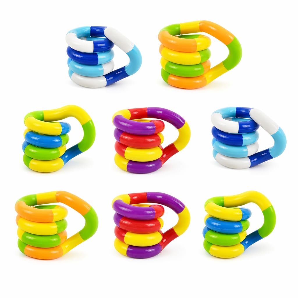 8 PCS Tangle Fidget Toy, Stress Relief and Focus Enhancement Tool, Twisty Sensory Device for Office and Travel Use, 17 cm Maximum Size