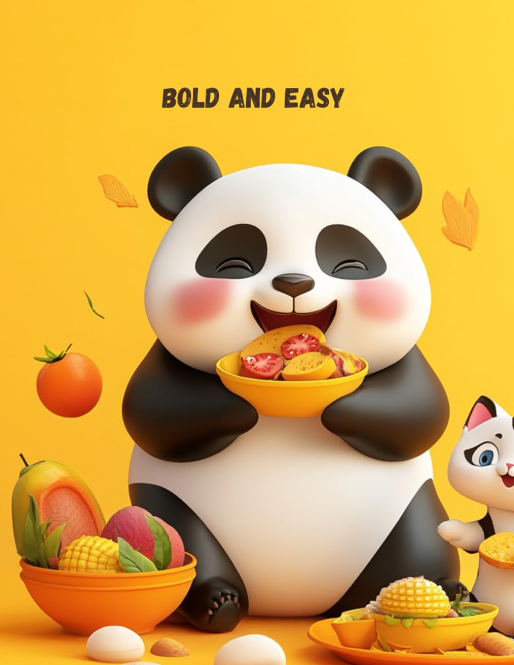 Bold and Easy Food Coloring Book: Cozy and Cute Chubby Animals Eating Snacks for Stress Relief, Relaxation and Fun - Simple Designs for Adults and Kids
