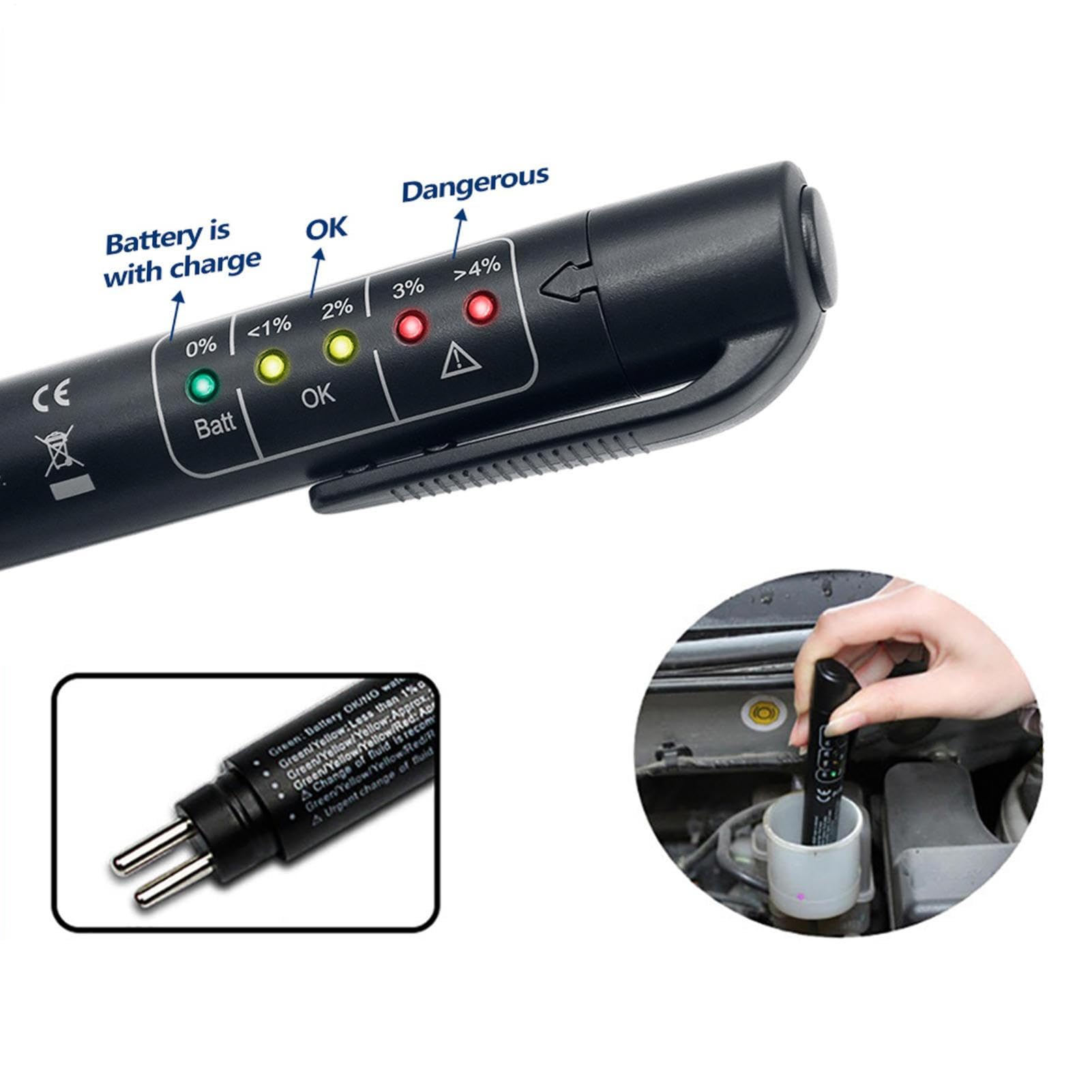 Penna per test del liquido dei freni per auto - Retroilluminazione con cambio colore esatto | Test del dispositivo di prova | Strumento diagnostico per la manutenzione dei veicoli di sicurezza automob