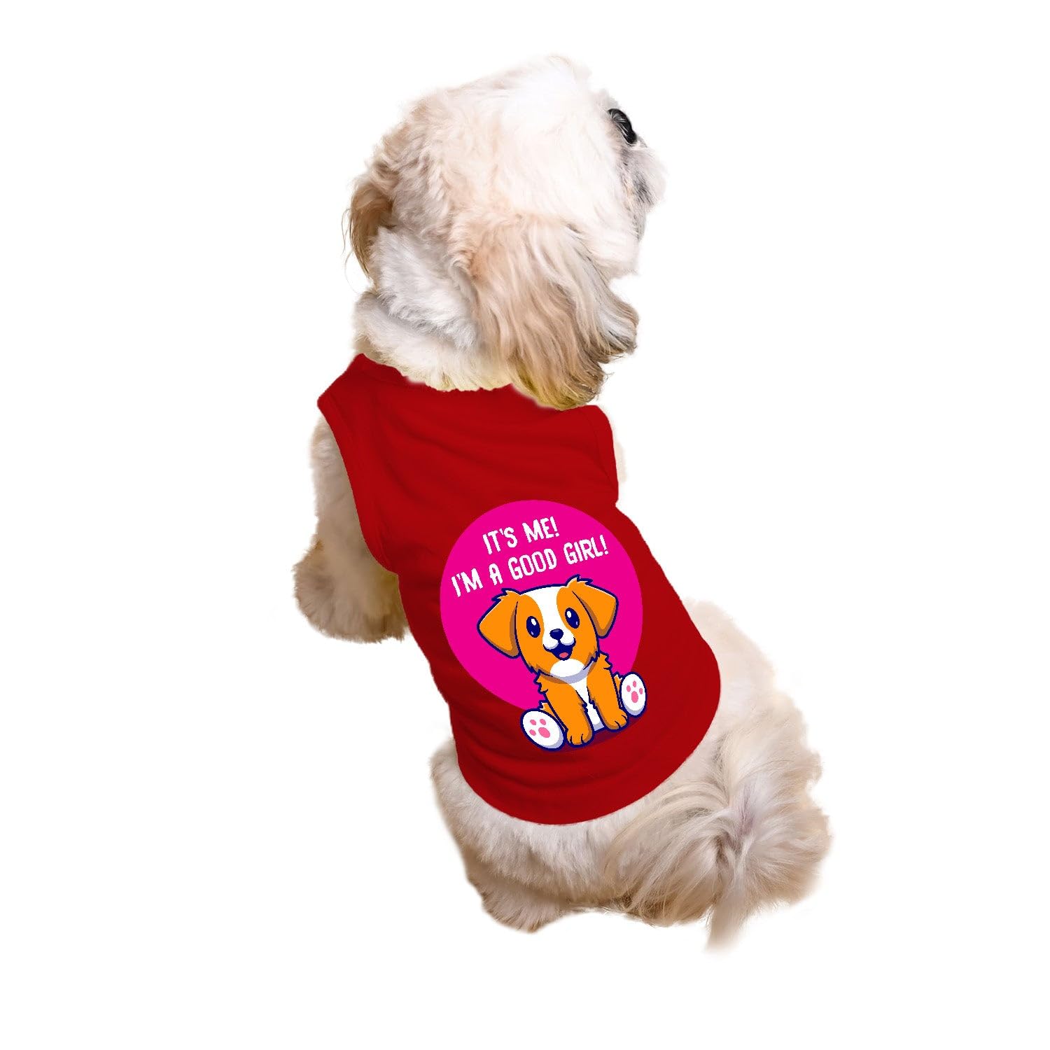 Ruse I m a Good Girl Printed Dog Round Neck Sleeveless Vest Tank T-Shirt/Tees Apparel/Clothes/Tees Gift for Dogs (Red/XL