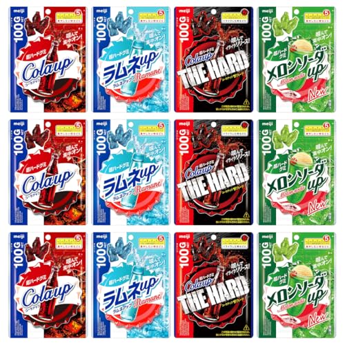 Japanese Soda Gummy Candy Assortment – 12 Pack (4 Flavors x 3 Each) – Cola Up, Ramune Up, Hard Cola Up, Melon Soda Up – Chewy & Fizzy Treats – Made in Japan