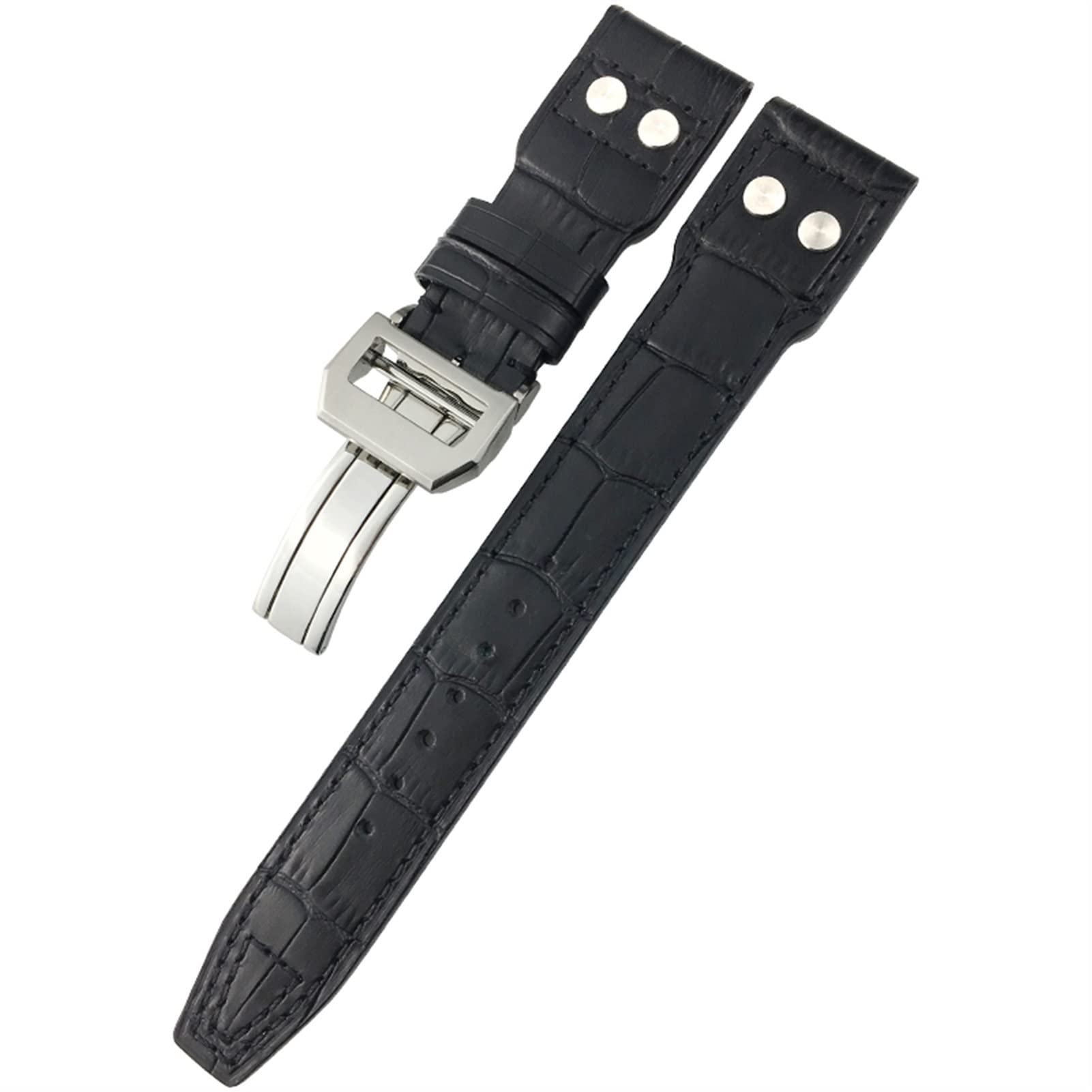 para IWC Watch Correa de Piel de Becerro 20mm 21mm 22mm Correa de Reloj con Remaches de Cuero Genuino