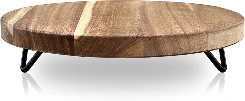 WILDMOS Decorative Round Wood Riser for Display,Pedestal Tray for Home or Kitchen and Bathroom Countertop Organizer,Farmhouse Kitchen Counter Decor Tray. 10-inch
