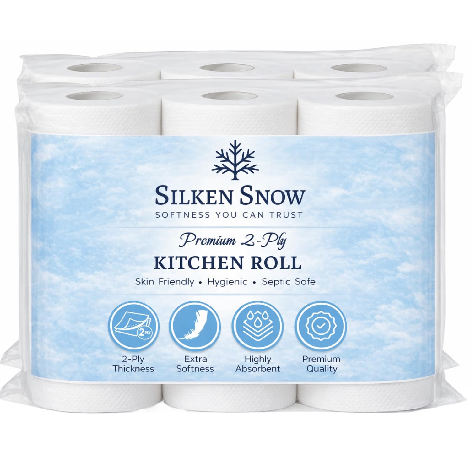 2 Ply Kitchen Tissue Paper Rolls, Kitchen Towels, Soft And Highly Absorbent, 100% Natural Virgin Cellulose Fiber (100 count (Pack of 6))-image-15