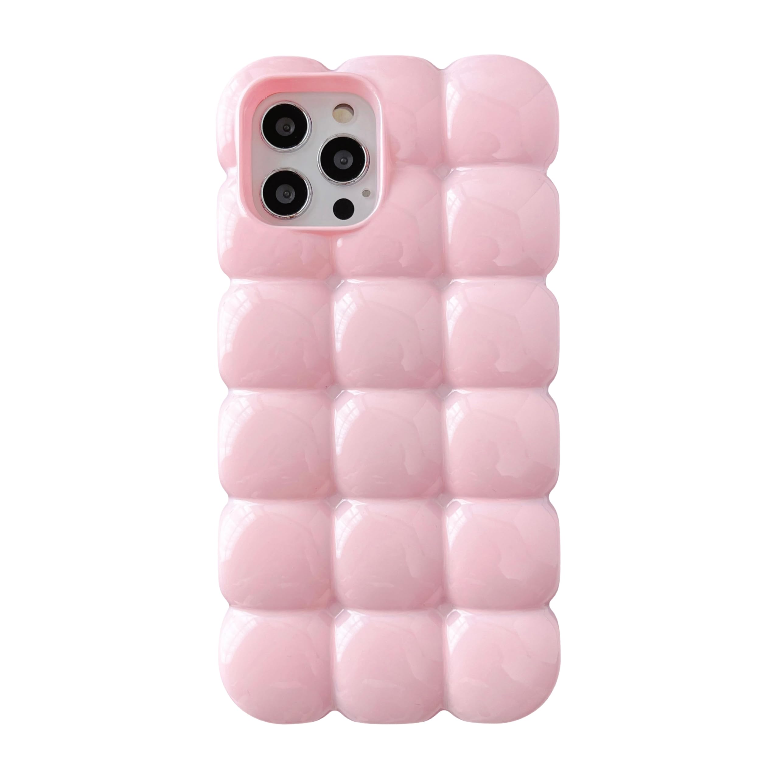 Caseative for iPhone 14 Pro Case,3D Cube Grid Candy Color Soft Phone Case (Pink)