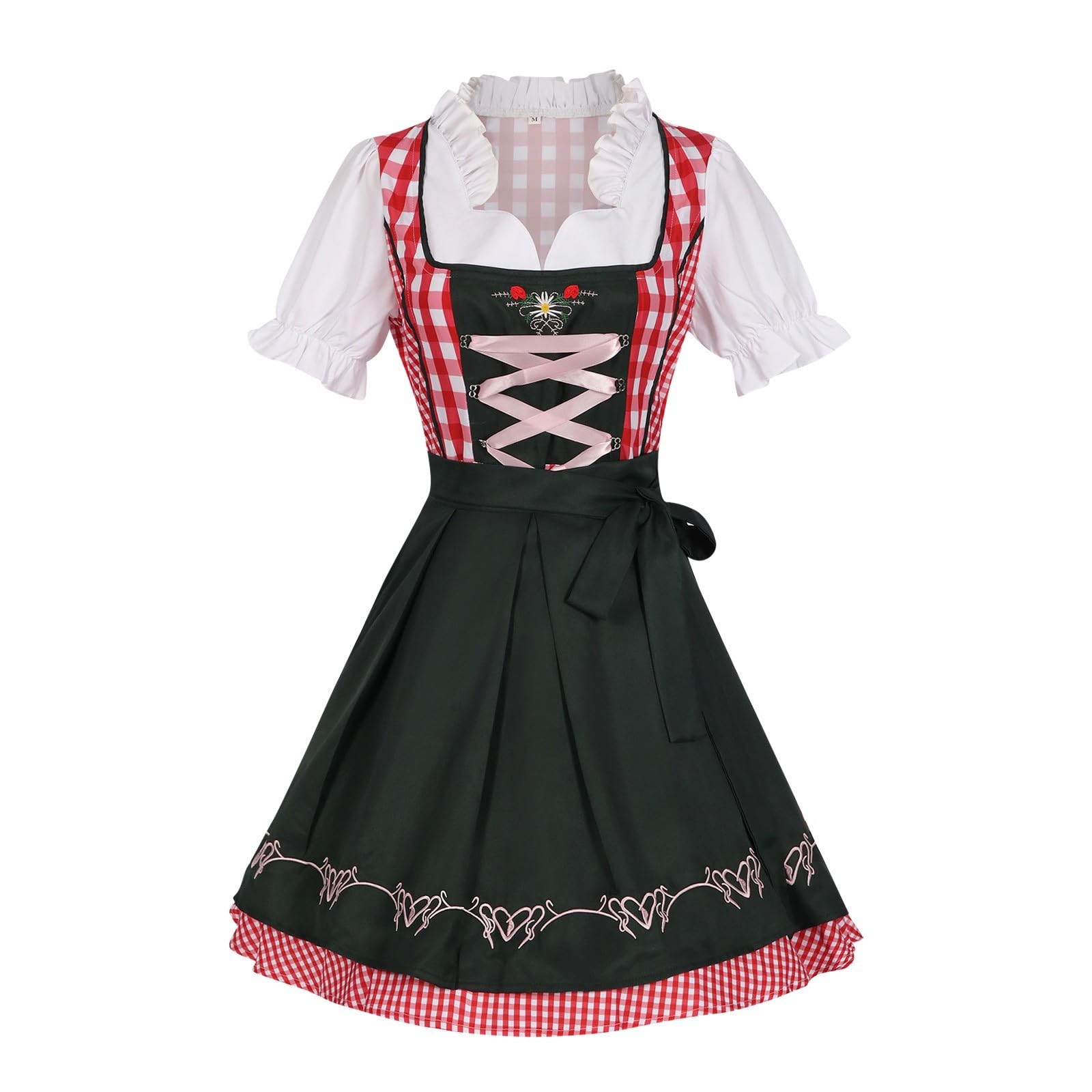 Dirndl Damen Midi Knielang Dirndlkleid Trachtenkleid Slim Fit Elegant Trachtenrock Oktoberfest Damen Outfit Vintage Mode Dirndlschürze Halloween Karneval Kostüme Große Größen Dirndl Kleid