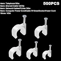 Vista 4 de 500pcs Cable Clips with Steel Nail in Cable Clips White 4mm 5mm 6mm 8mm 10mm Cable Wire Clips Cable Wall Clip Wire Staples Cord Clips for Wall