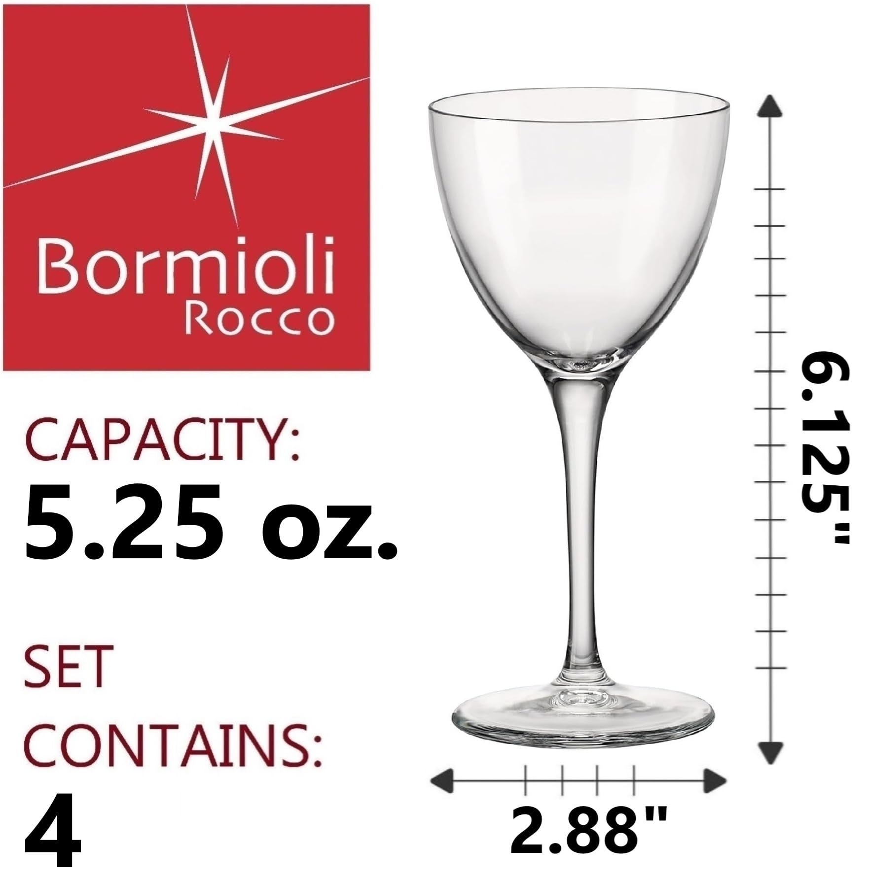 Bormioli Rocco Bartender Novecento 5.25 oz. Nick & Nora Cocktail Glasses, Set of 4, Clear Product Image 2
