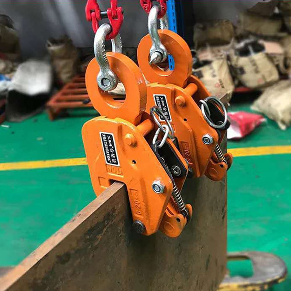 Vertical Plate Clamp, 3T/6600LBS Industrial Steel Plate Lifting Clamp Heavy Duty Metal Plate Lifting Clamps with Lock Hoist Hook Chain for Lifting and Transporting