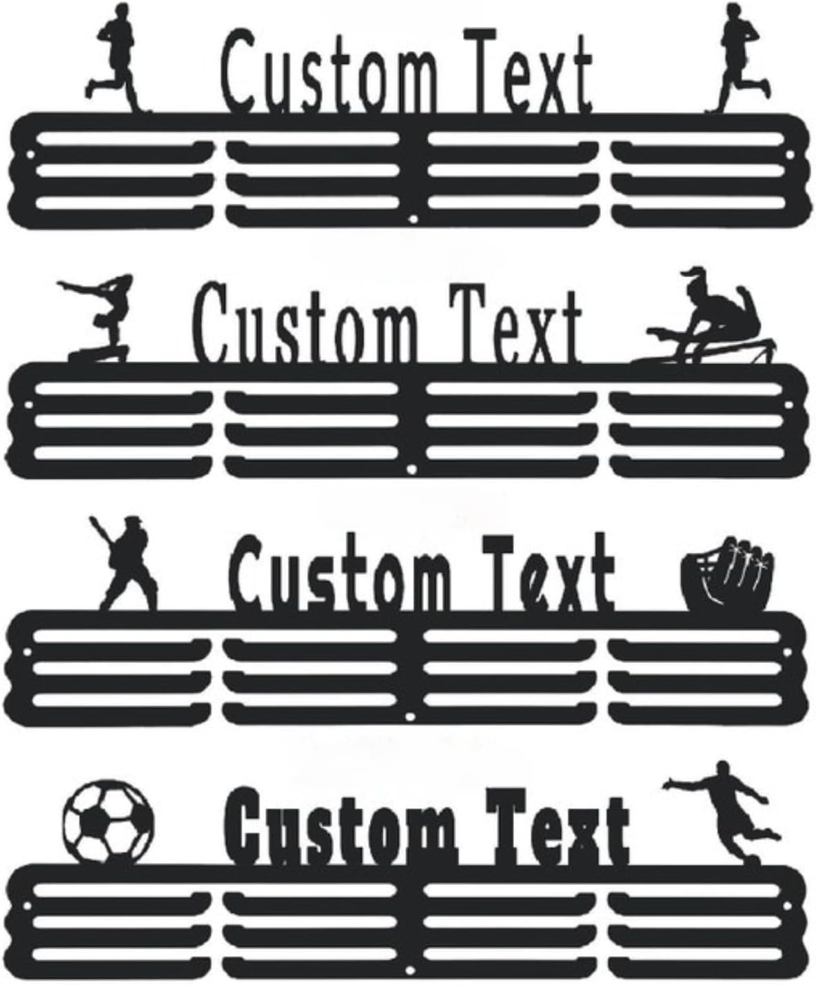 Personalized Medal Holder with Name Display Rack for Awards Ribbons,Custom Text,Color and Images.Dance,Gymnastics,Running,Soccer,Pickleball,Karate,Baseball,Golf,Decorative Signs&Plaques