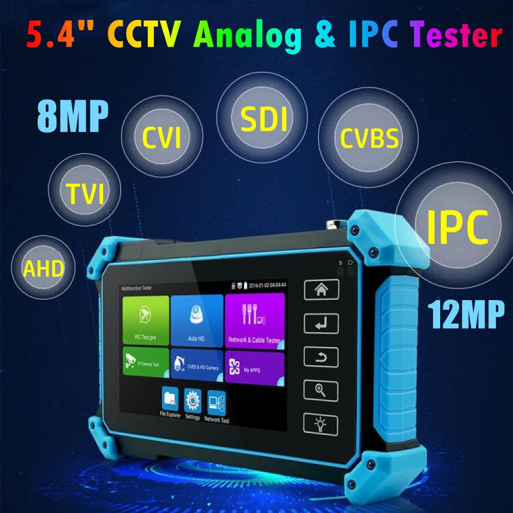 5.4" CCTV IPC Tester IPC5200 Strumento di Test a Macchina Fotografica 8MP AHD CVI TVI Tester a Macchina Fotografica VGA PTZ Poe UTP Tester del Cavo di Rete CCTV(IPC-5100C Plus)