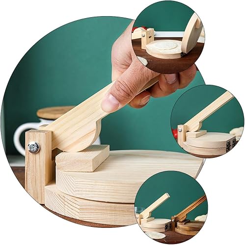 Miniatura 9 de DOITOOL Prensa de tortilla de 6 pulgadas – Prensa tradicional para hacer tortillas de madera que ahorra mano de obra, prensa de masa de madera para