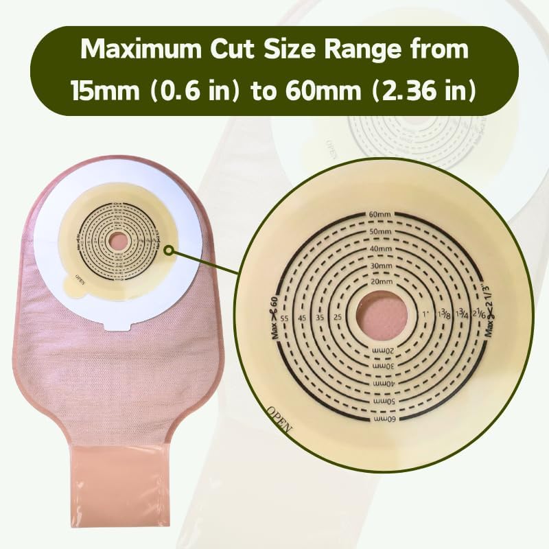 Miniatura 7 de 20PCS One-Piece Colostomy Bags, Ostomy Bag Ostomy Supplies for 15–60mm Cut-to-Fit Stoma, Drainable Ostomy Pouches with Clamp Closure & Carbon Filter