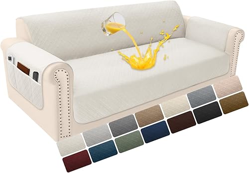 Miniatura 50 de Funda de terciopelo 100 % impermeable para perros, funda de sofá lavable para sofá de 3 plazas, juego de fundas acolchadas y antideslizantes con