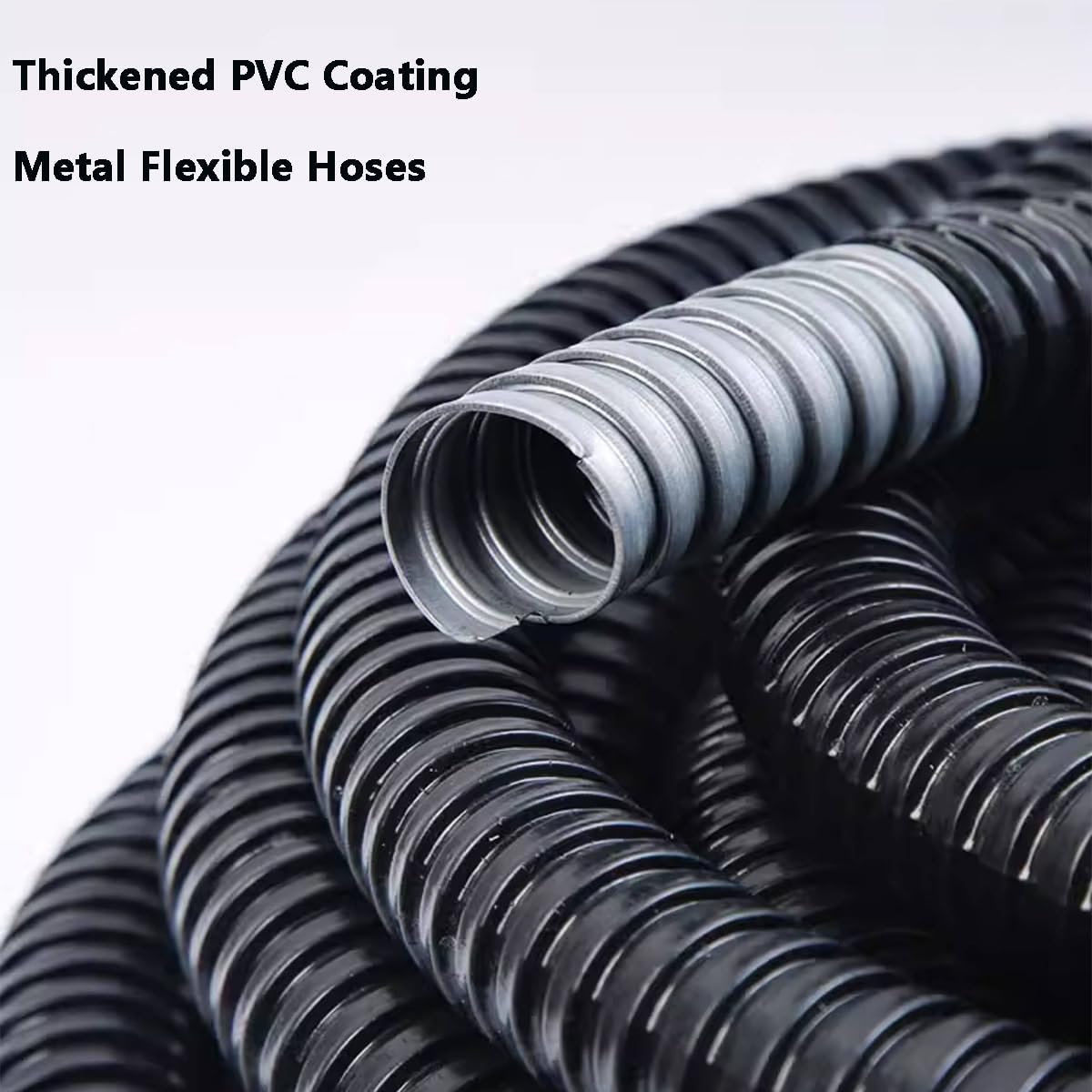 Guaina Flessibile Metallica Rivestita in Plastica Conduit Elettrico PVC Acciaio per Protezione Fili Interno Esterno,64mm 10m