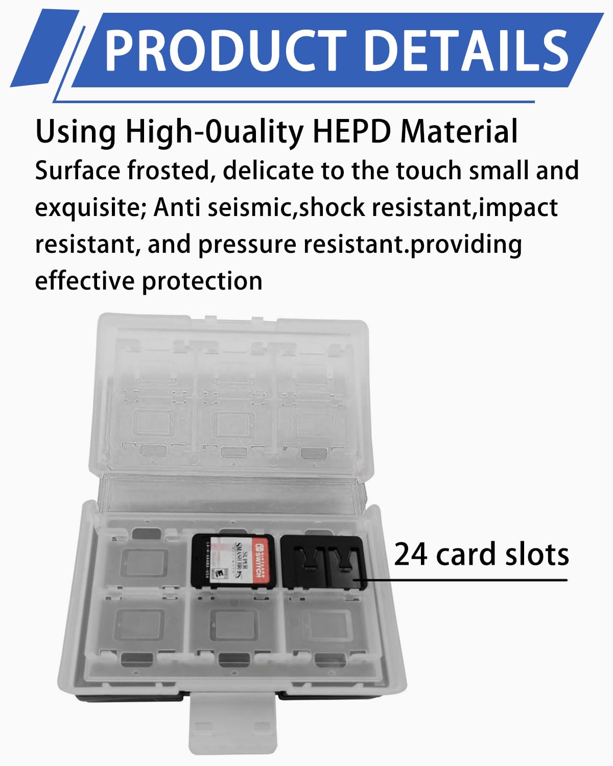 1 pezzo custodia per schede di gioco, 24 in 1 ultra resistente custodia per schede di memoria, bianco
