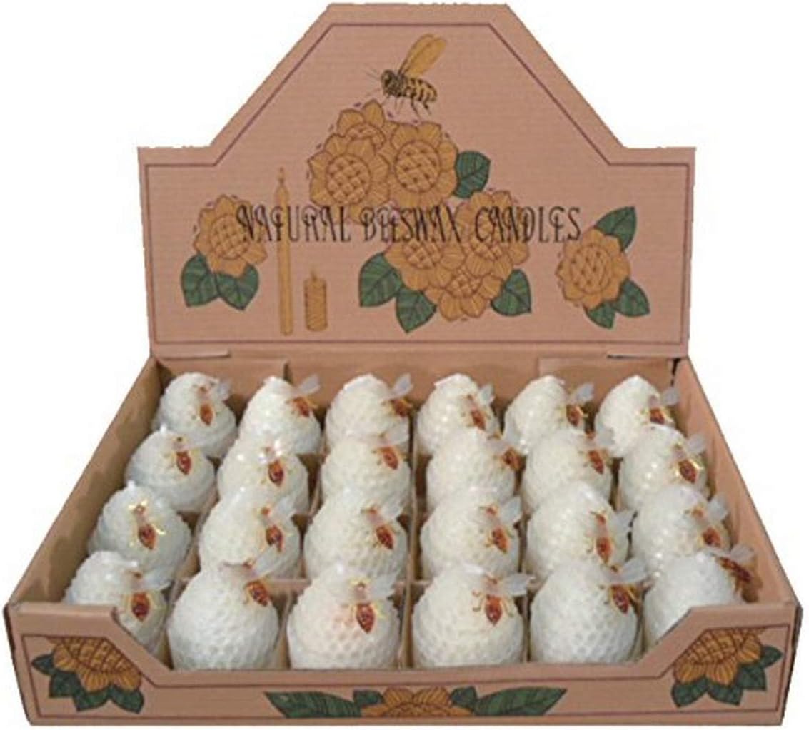 Small Beehive Beeswax White Candles, Set of 24,BW01W