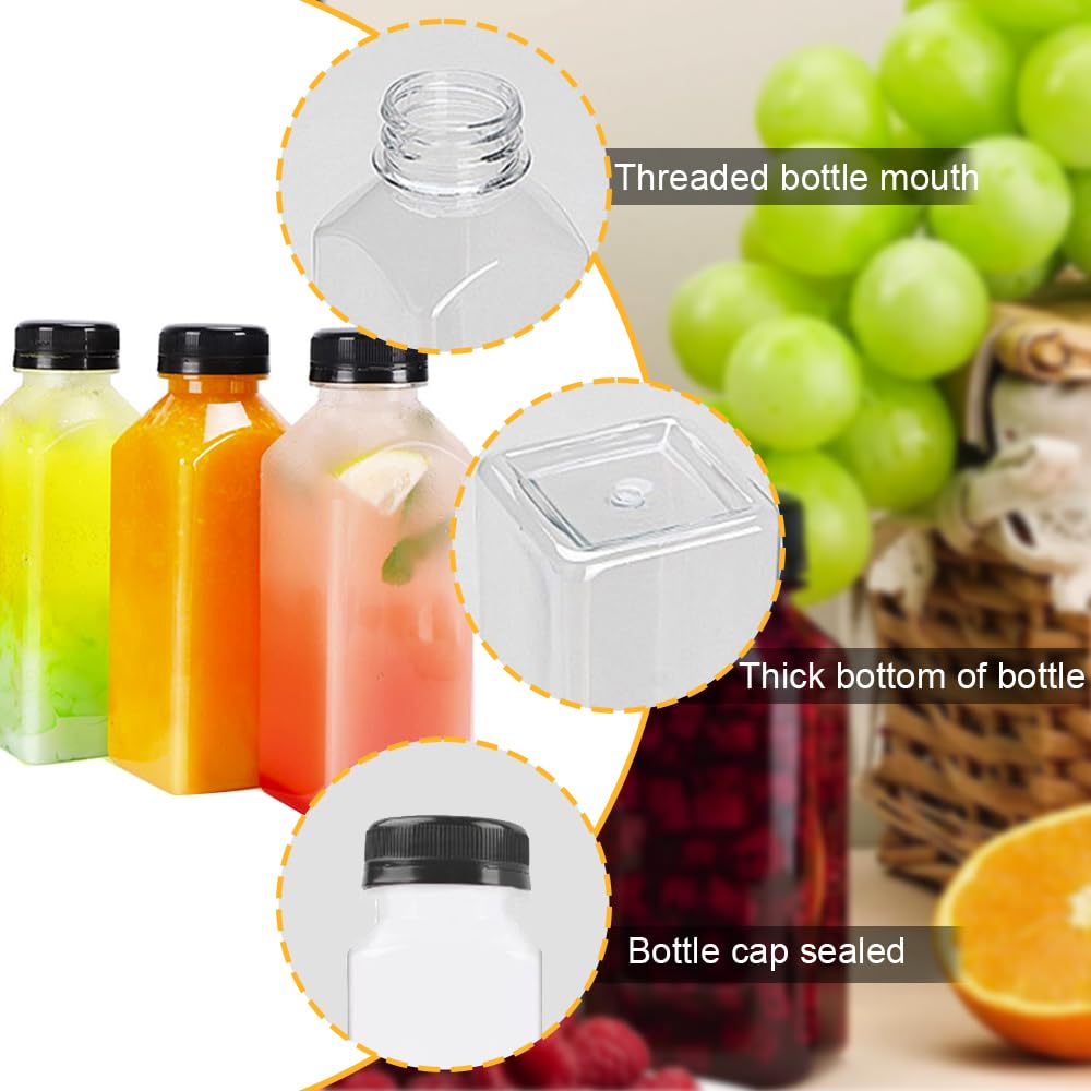 TINGDUANJIAN 6pc Juice Bottles with Lids, Small Plastic Shot Bottles for Smoothies Water & Other Beverages, Clear, Reusable - Image 3