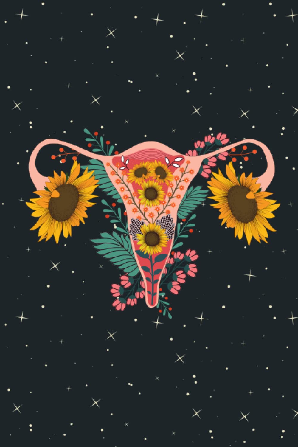 Uterus with Flowers and Moon Notebook: Mystical & Spiritual Witchy Journal, Blank Book of Shadows | Celestial Journal
