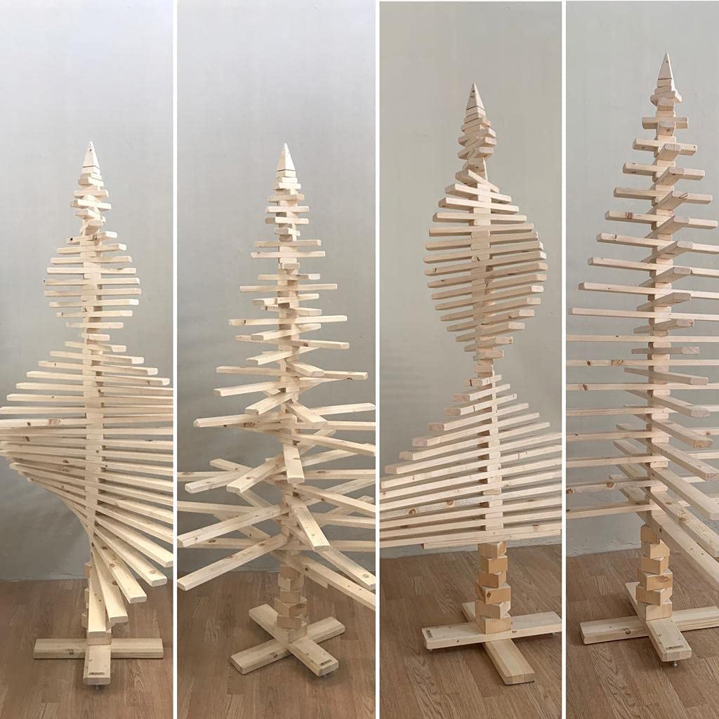 Sapin de Noël en bois naturel, 1,50 m