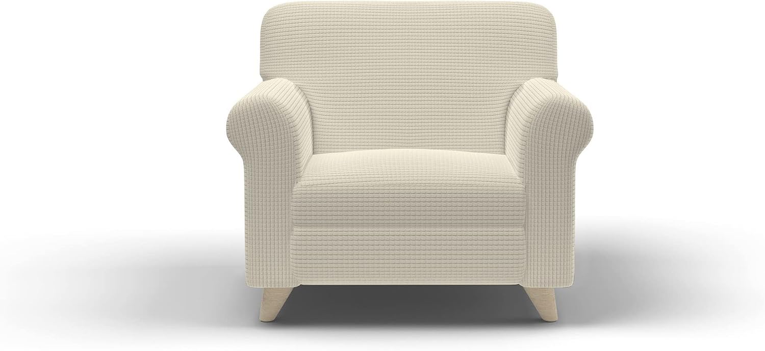 Italian Bed Linen “ Leslie” Sofa Cover, 95% Polyester + 5% Elastometer, Cream, 1 Place - Image 3