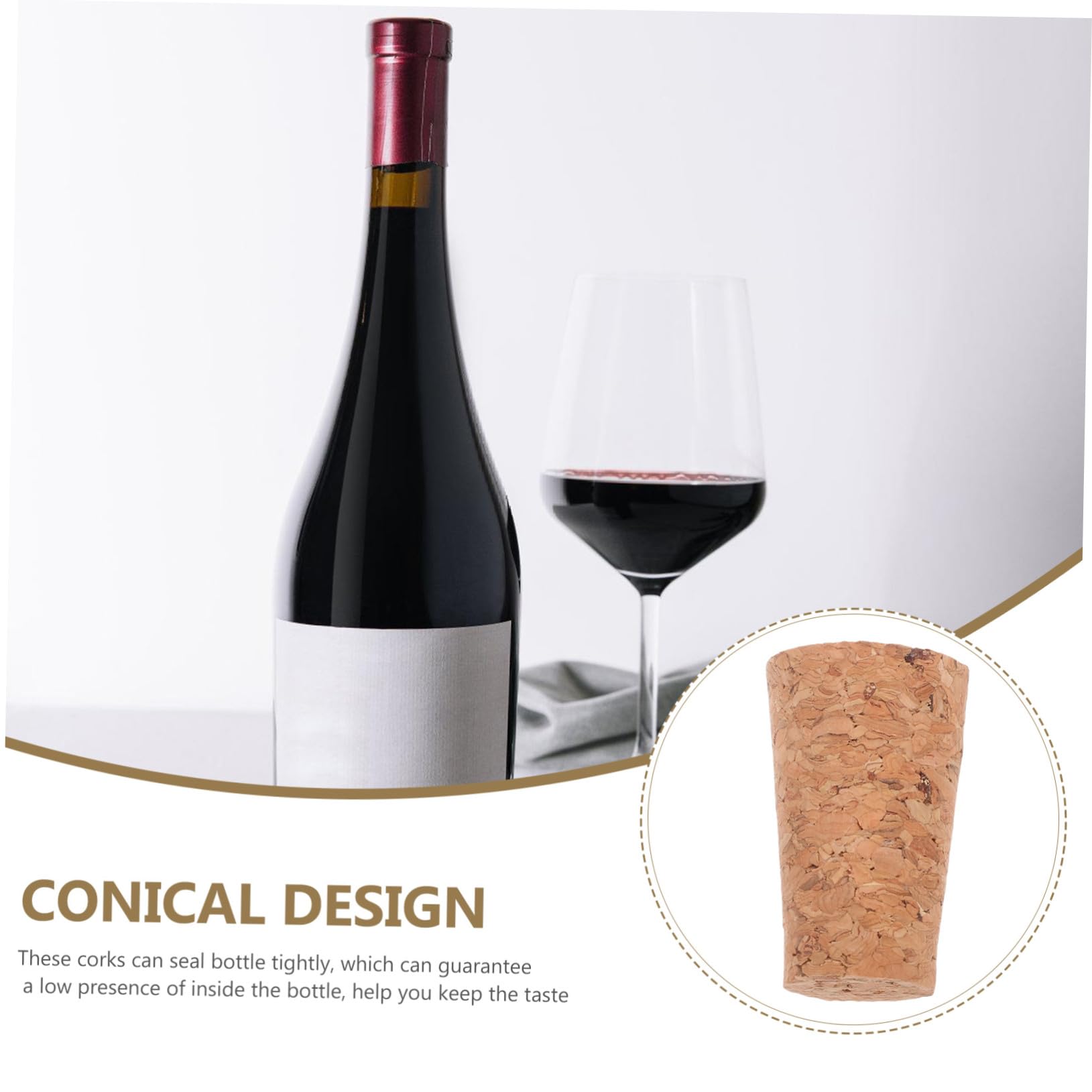 Mipcase 100 Pezzi Tappi in Sughero per Bottiglie Vino Tappi Ricambio Conici Sughero per Bottiglie