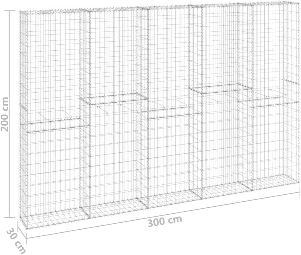 vidaXL Gabion Wall - Galvanized Steel Basket 118.1"x11.8"x78.7" for Garden/Patio Sound Insulation & Privacy - Silver