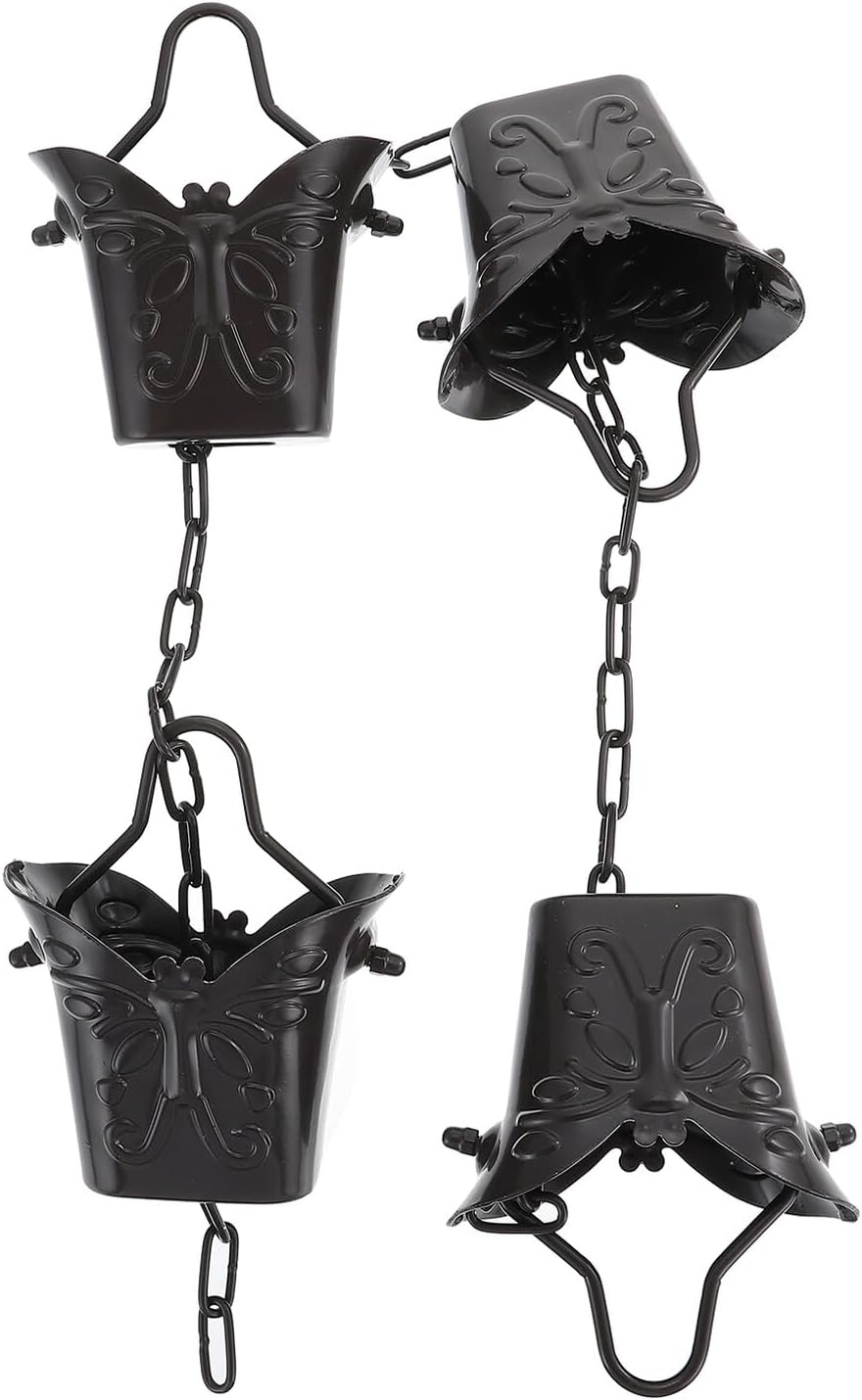 Aluminum Alloy Butterfly Rain Chain for Gutter, Decorative Garden Water Chain with Chimes Cups, Outdoor Courtyard Drainage Chain for Home Patio Downspout