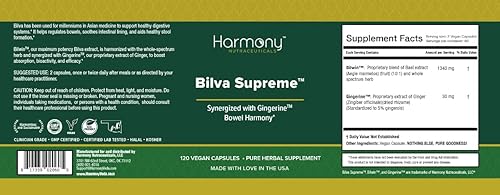 Miniatura 6 de Harmony Nutraceuticals Bilva Supreme - Sinergizado con Gingerina Medicina Ayurvédica para apoyar el sistema digestivo saludable - 120 cápsulas
