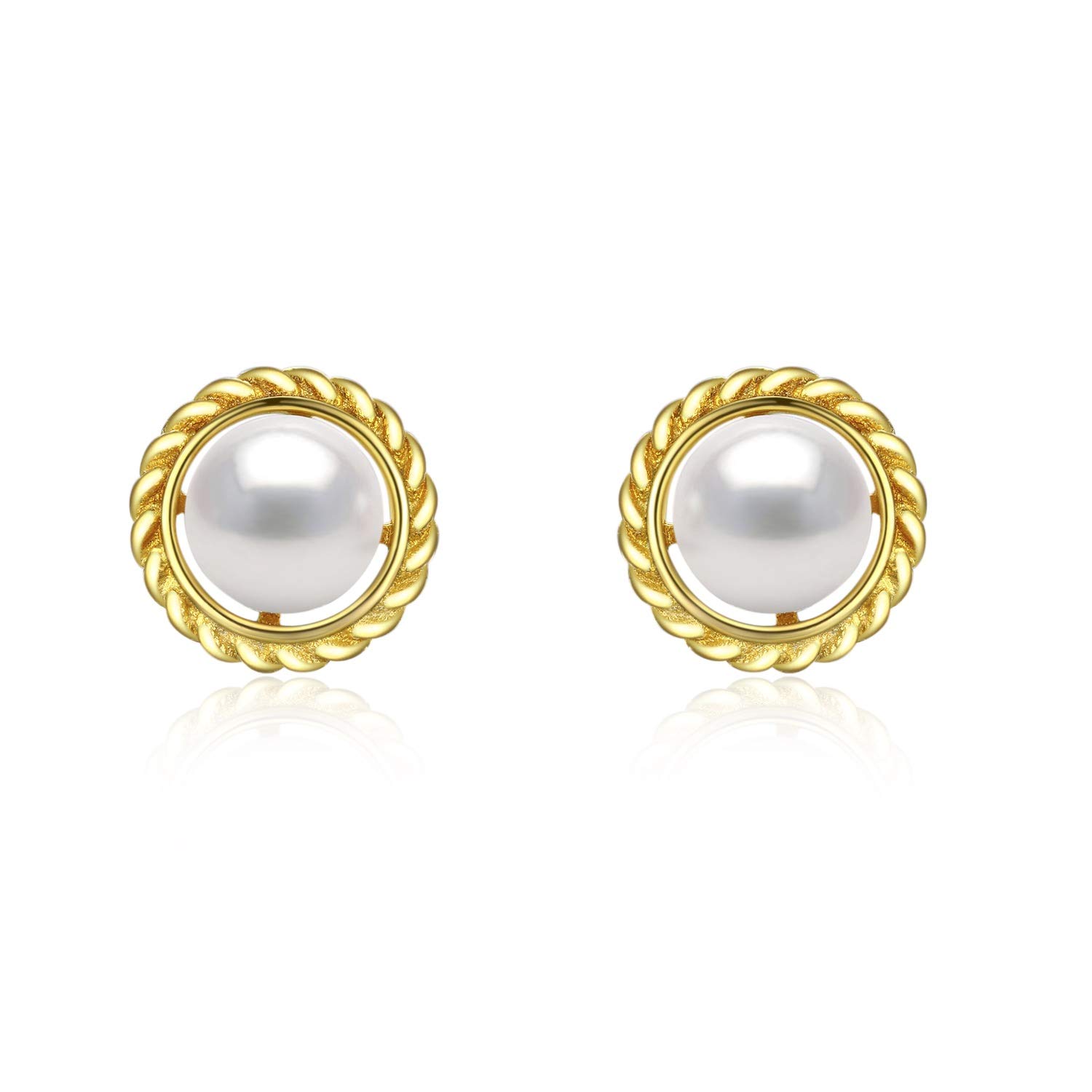 CHAULRITwisted Wire Love Knot Pearl Sterling Silver Stud Earrings - Jewelry Gifts for Women