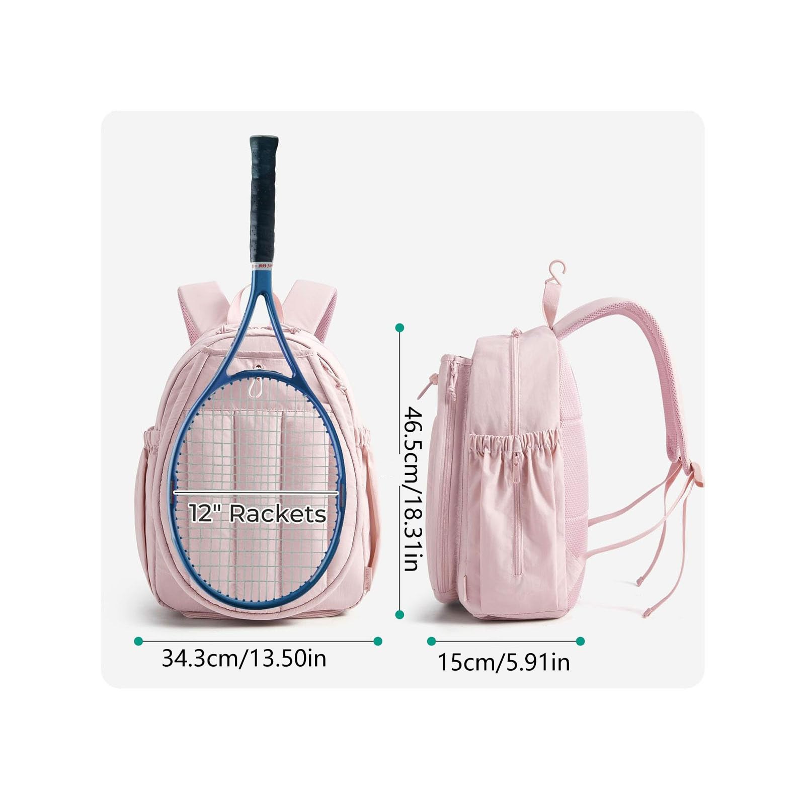 Zaino da donna con scomparto per scarpe e scomparto asciutto bagnato adatto per racchette da tennis e laptop zaini sportivi compatti
