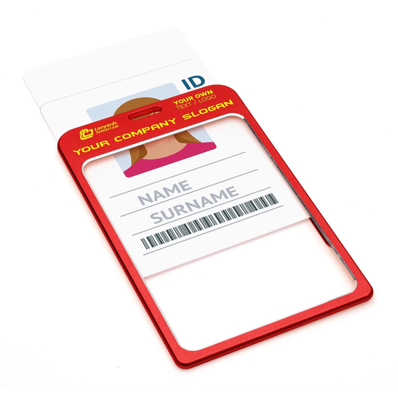 100 x spersonalizowane aluminiowe uchwyty na identyfikatory od smyczy, 1 kolorowy nadruk, Twój własny niestandardowy metalowy identyfikator przechodzi logo i tekst, 7,4 cm x 12 cm, mieści rozmiar