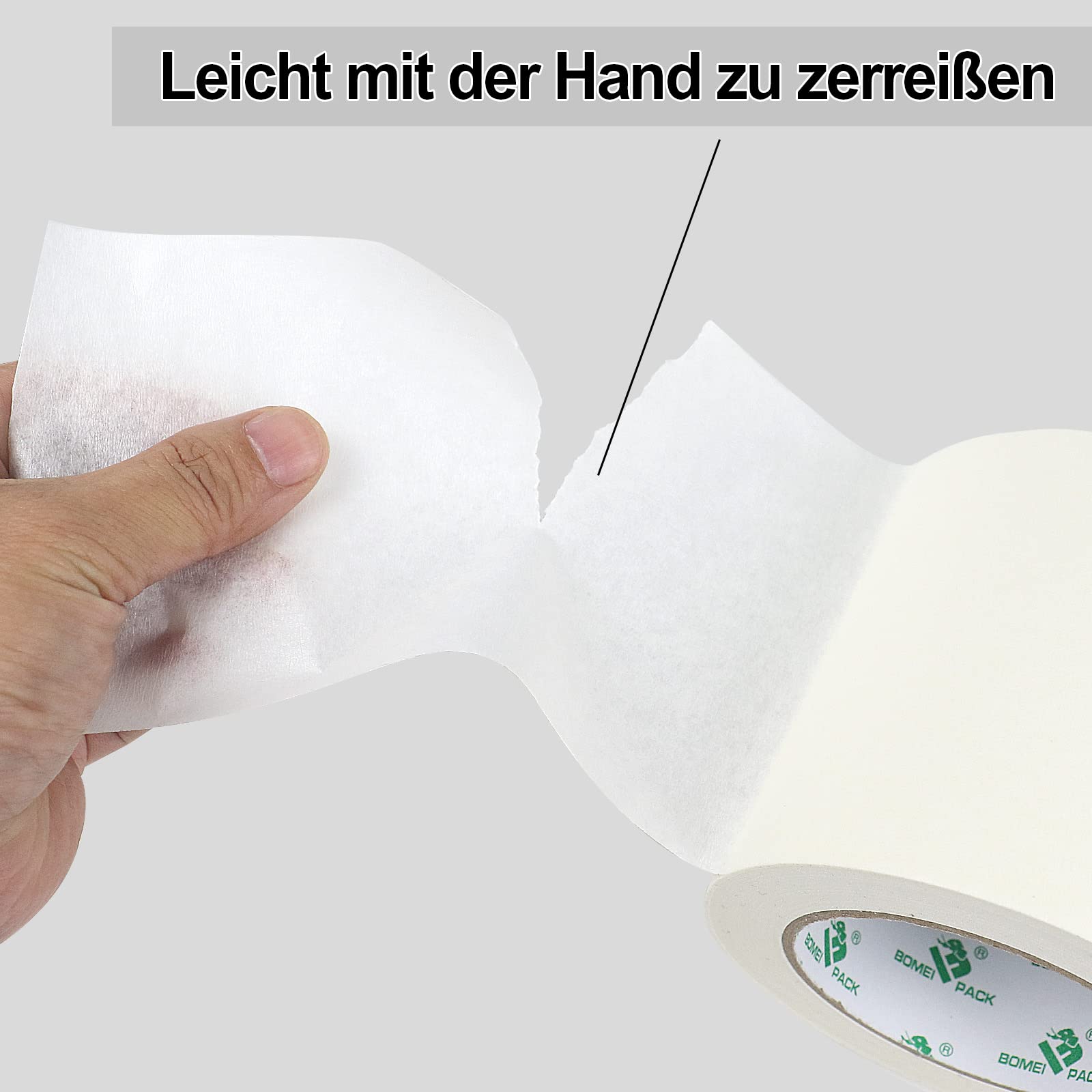 BOMEI PACK Ruban De Masquage Vert 24 Mm X 40 M, 3 Rouleaux Pour