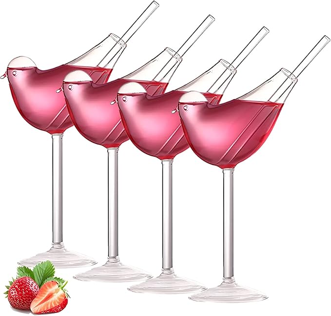 Amazon.com | USEEKRIL Bird Shaped Cocktail Glass Set of 4 - 5oz Unique ...