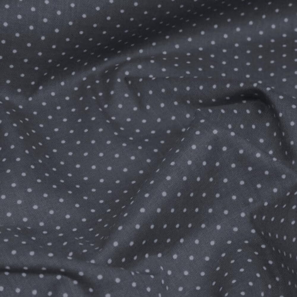 Oh Sew Crafty Limited Black Polycotton Fabric Pin Spot Polka Dots Dotty Dress Craft Poly Cotton (Sold Per Metre) (Black)