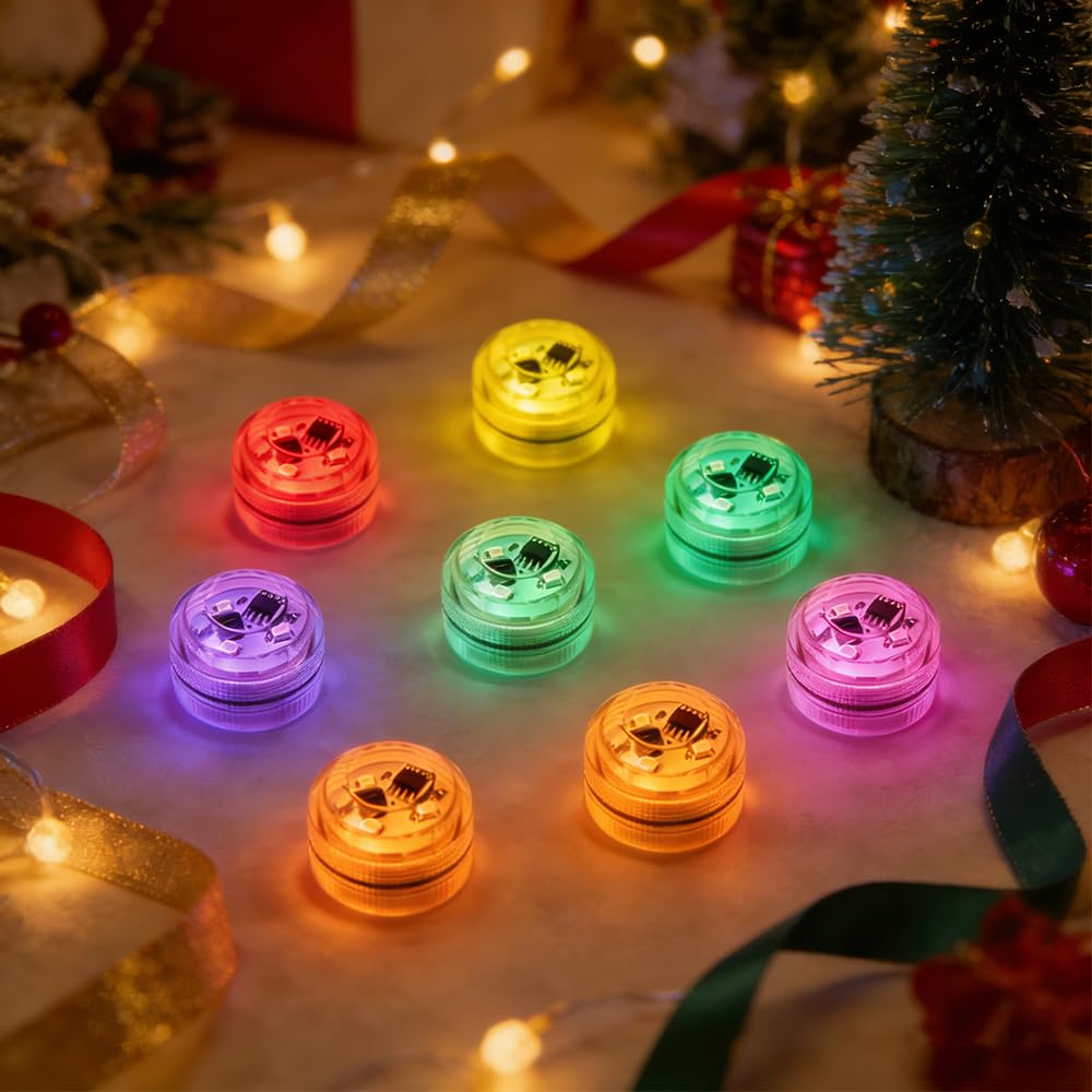 Mini Unterwasser Licht, 12/18 Stück Mini led Teelichter Bunt mit Fernbedienung, 13 Farben RGB Led Lichter mit Fernbedienung, Wasserdichte Teelichter für Vase, Aquarium, Pool, Garten, Party (18)
