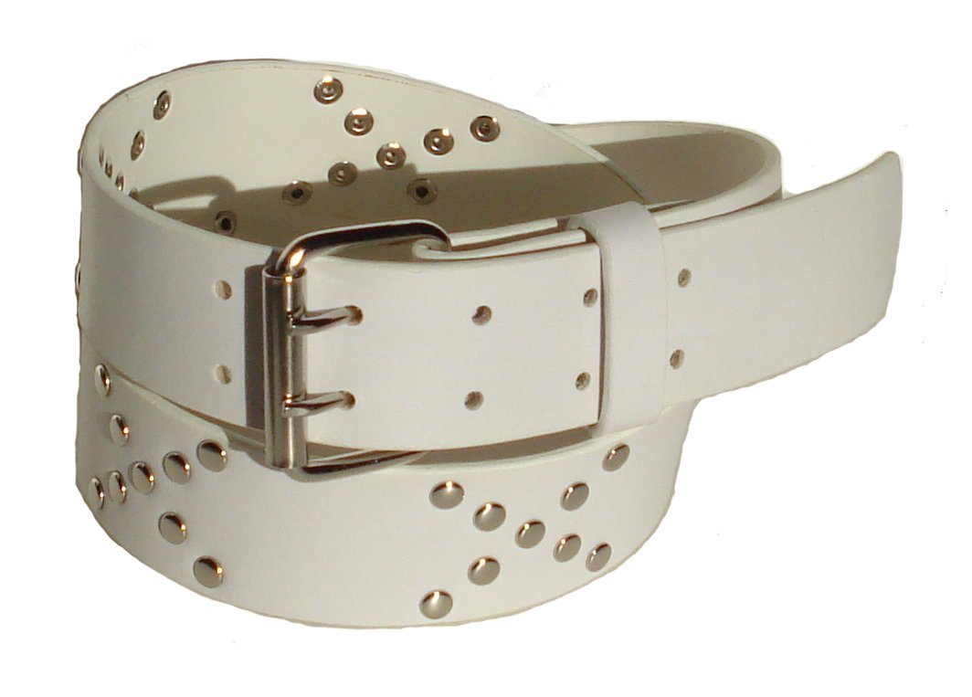 BeltsandStuds Goth Punk X Men Stud Studded White Snap on Belt