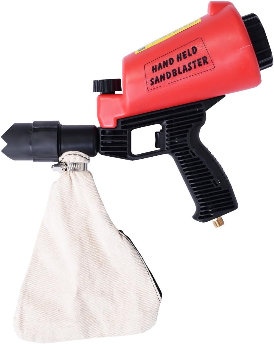 Thegood88 Air Hand Held SandBlaster Gun Gravity Feed Sand Blaster Lightweight w/ 4 Nozzle